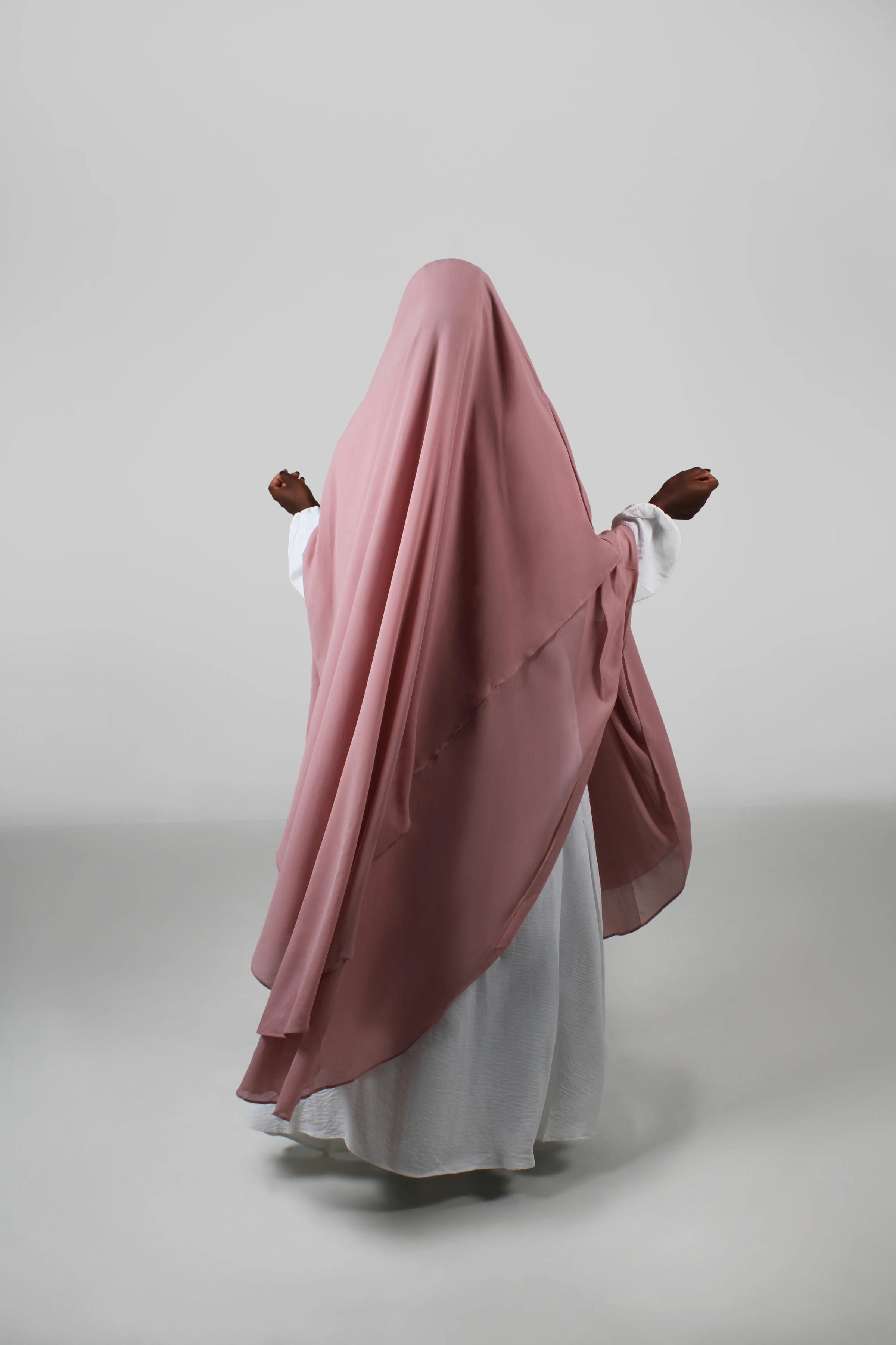 Chiffon Long Khimar – Pastel Pink