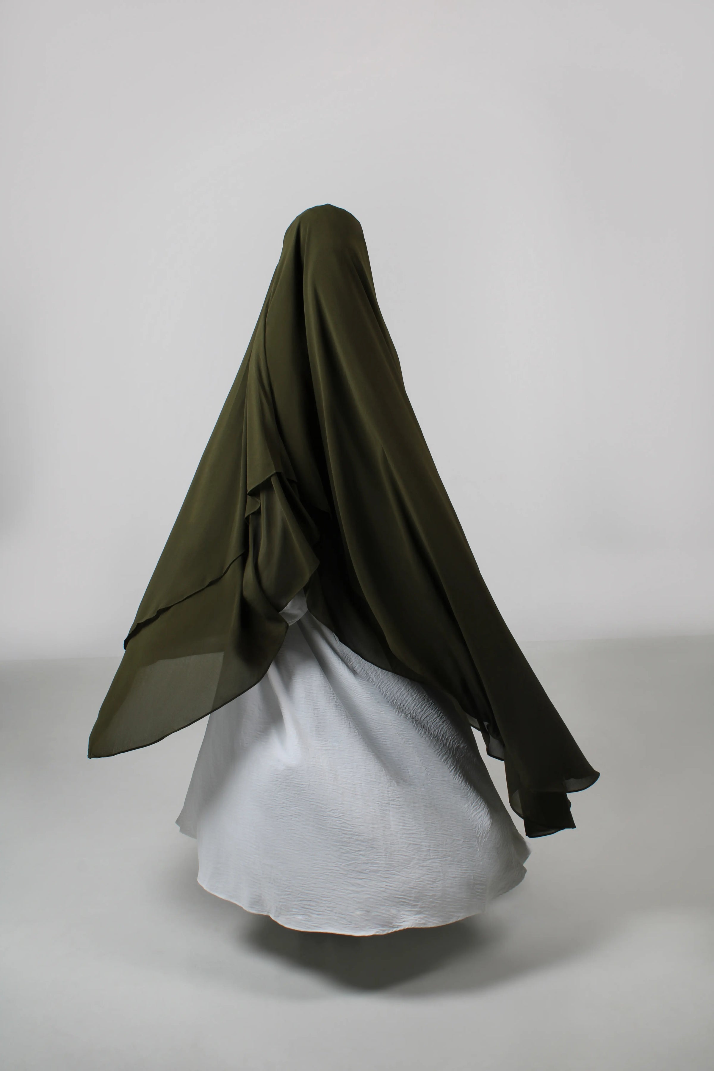 Chiffon Long Khimar – Olive Green