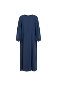 Kjole-dame-blaa-front-Abaya-Qamar