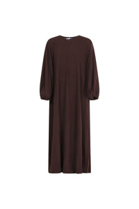 Kjole-dame-brun-front-Abaya-Qamar