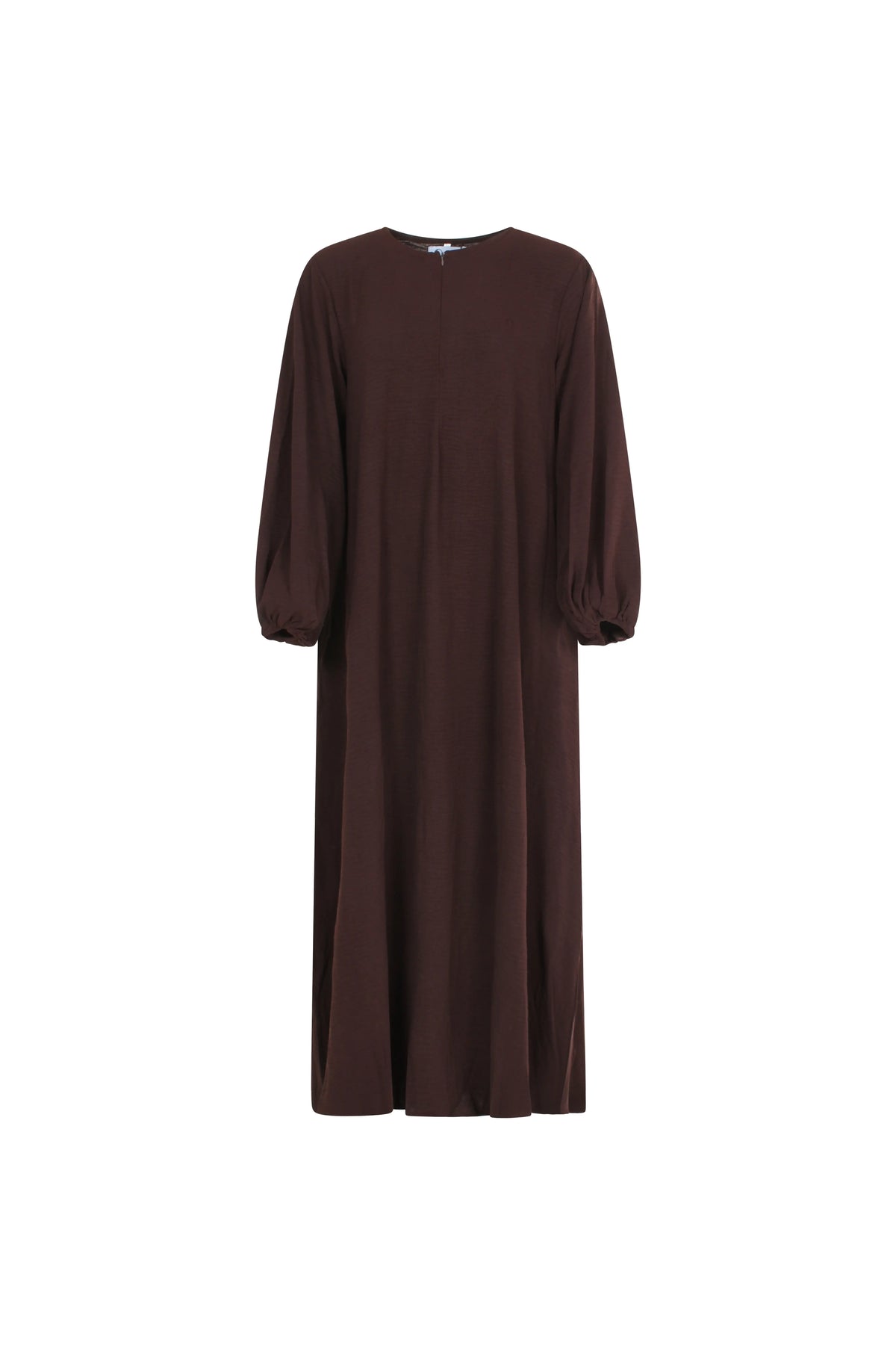 Kjole-dame-brun-front-Abaya-Qamar