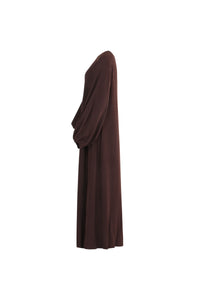 Kjole-dame-brun-side1-Abaya-Qamar.