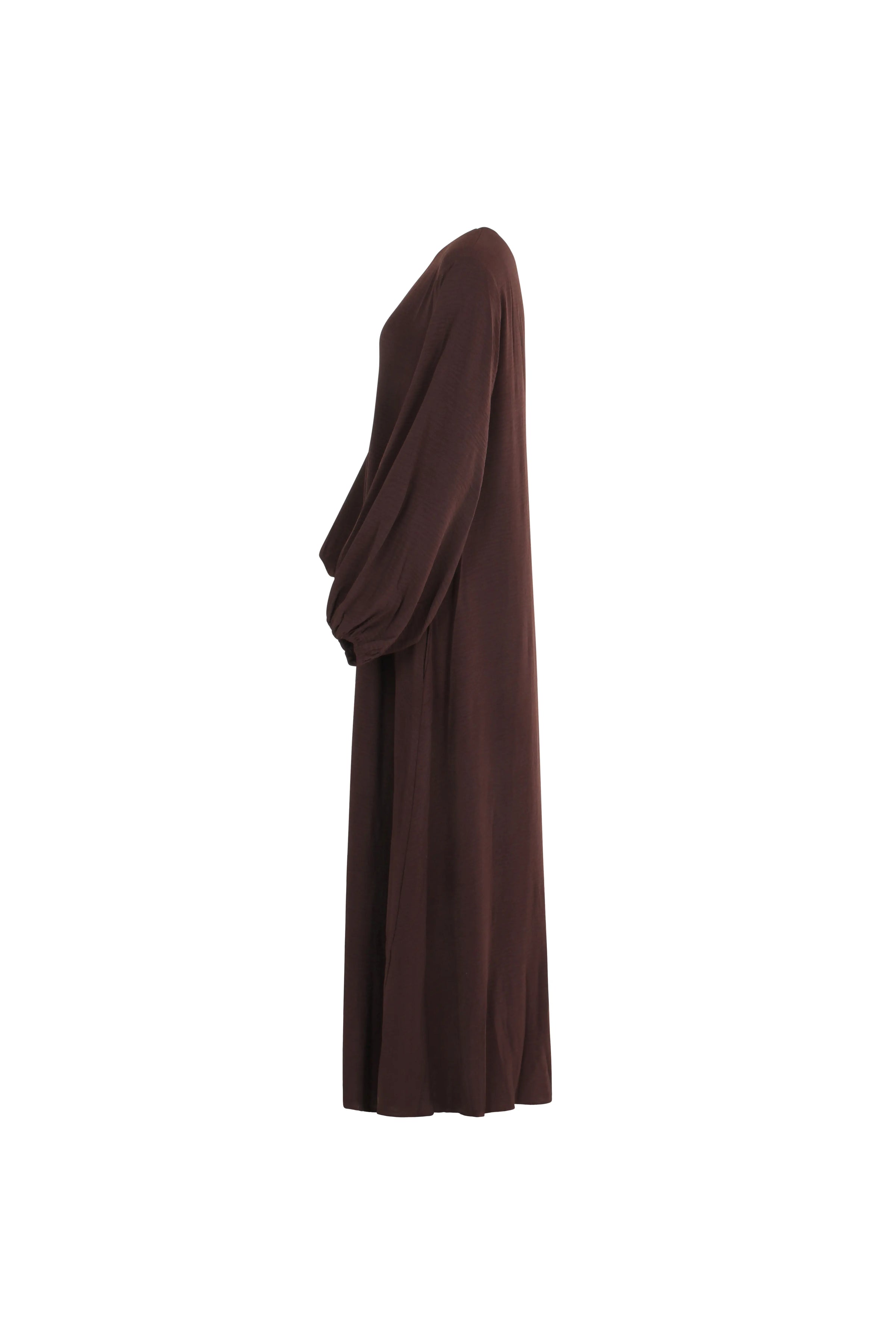 Kjole-dame-brun-side1-Abaya-Qamar.