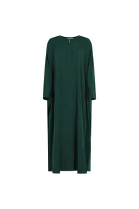 Kjole-dame-grønn-front-Abaya-Qamar