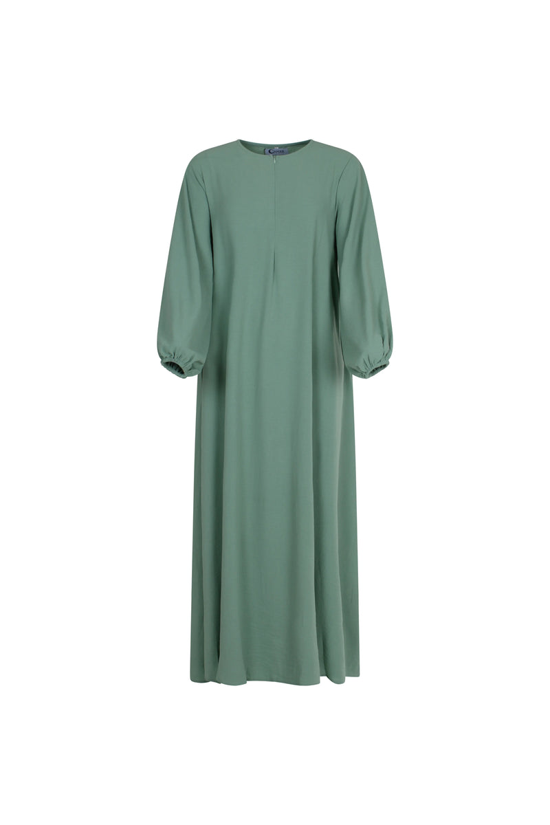 Kjole-dame-mint-gronn-front-Abaya-Qamar